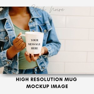 Styled Stock Photo Mockup / Mug mockup / Black woman stock photo / Woman of color Mug stock photo / High resolution mockup