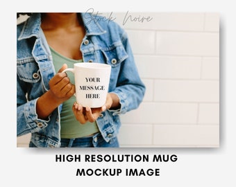 Styled Stock Photo Mockup / Mug mockup / Black woman stock photo / Woman of color Mug stock photo / High resolution mockup