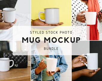 Black Hands Mug Mockup Styled Stock Photo Bundle