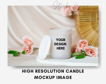 Candle mockup, Styled Stock Photo, Candle stock photography, high resolution stock image, self care, candle and spa stock photo