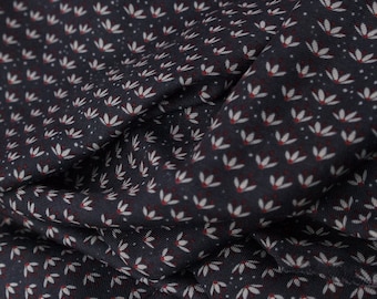 Lightweight Twill Fabric for Summer Dress and Blouse; Flower Print Fabric; Viscose Fabric from Italy by 1/2 Yard
