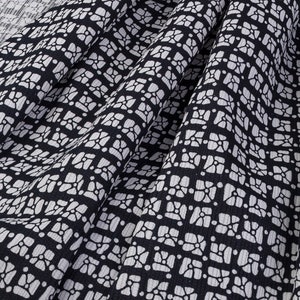 Vintage 1970s Cotton Fabric Black White Geometric Print for DIY Projects, Accessories and Interior – Sold by Half Yard