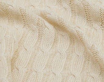 Off White Cable Knit Fabric by half Yard – Soft Viscose Sweater Knit from Italy
