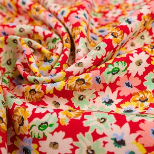 Italian Viscose Floral Print Fabric, Lightweight Summer Dress Fabric, Small Flowers Print, Cottage Core Fabric