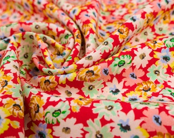 Italian Viscose Floral Print Fabric, Lightweight Summer Dress Fabric, Small Flowers Print, Cottage Core Fabric