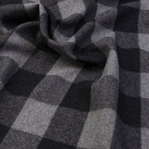 Wool Blend Grey Black Plaid Fabric – Warm Fabric for Coats & Jackets