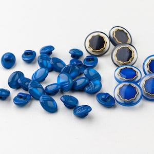 Small blue and black vintage buttons for blouses and dresses | 10mm | 15mm - Small gift idea for sewing enthusiasts and vintage lovers