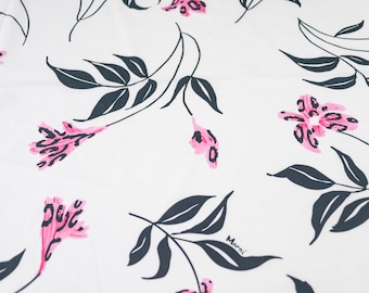 Designer Deadstock Fabric – Italian Cotton Poplin with Large Floral Print – Sold by the Half Yard