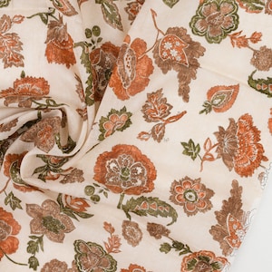 Cotton Voile with Floral Print – Retro Country-Style Fabric for Bo-ho Dresses, Blouses and Decor  – Sold by the Half Yard