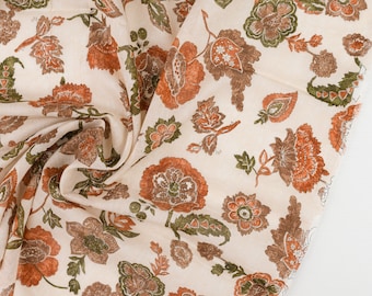 Cotton Voile with Floral Print – Retro Country-Style Fabric for Bo-ho Dresses, Blouses and Decor  – Sold by the Half Yard
