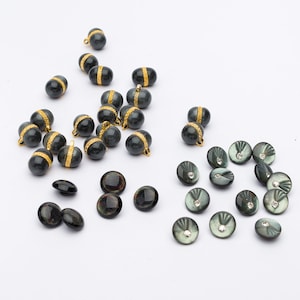 Small vintage buttons with for blouses, dresses and tops, gray retro buttons with eyelet, round buttons with rhinestones,  Easter gift idea