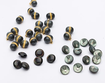Small vintage buttons with for blouses, dresses and tops, gray retro buttons with eyelet, round buttons with rhinestones,  Easter gift idea