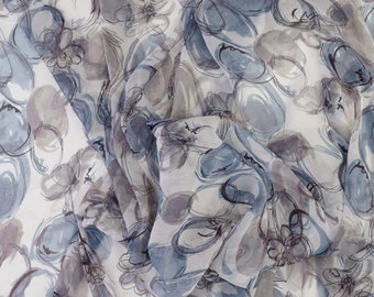 Polyester Chiffon Fabric with Abstract Print for Evening Wear and Summer Dresses; Translucent Fabric for Blouse and Room Decor