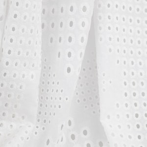 Italian Eyelet Cotton Lace Fabric, White Embroidery Anglaise, Broderie Anglais Cotton Fabric, Scalloped Edges image 3