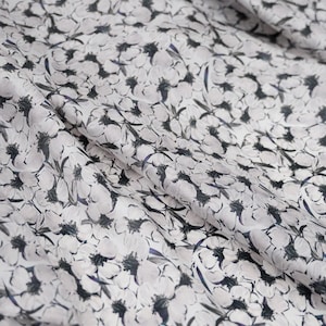 Italian Silk Fabric with Floral Print for Skirts, Blouses and Dresses - Silk Charmeuse sold by 0.55 yard
