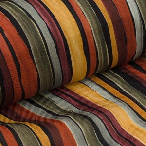 Viscose Crepe Fabric with  Colorful Striped Pattern – Italian Deadstock by half Yard
