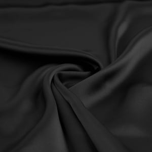 Black Silk Satin Fabric – Italian Silk Charmeuse by 1/2 Yard – Glossy Silk for Dresses, Blouses, Lingerie & Eveningwear – 100% Pure Silk