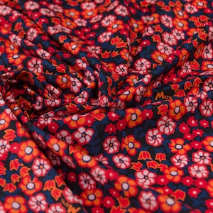 Designer Deadstock Fabric with Floral Print for Dresses & Blouses - Sold by Half Yard