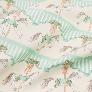 Vintage cotton fabric for children by the metre, horse print fabric for girls, children&#39;s vintage room decor fabric for curtains and tipi