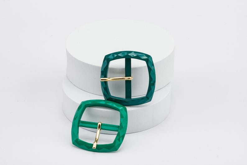 green vintage belt buckles