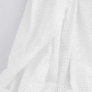 Italian Eyelet Cotton Lace Fabric, White Embroidery Anglaise, Broderie Anglais Cotton Fabric, Scalloped Edges image 9