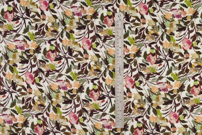 Floral viscose fabric from Italy botanical print fabric for dresses and blouses image 2