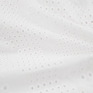 Italian Eyelet Cotton Lace Fabric, White Embroidery Anglaise, Broderie Anglais Cotton Fabric, Scalloped Edges image 6