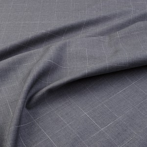 Italian Suit Fabric in 100% Wool with Grey Windowpane Check – Premium Wool Fabric by the Yard for Suits, Blazers & Dresses