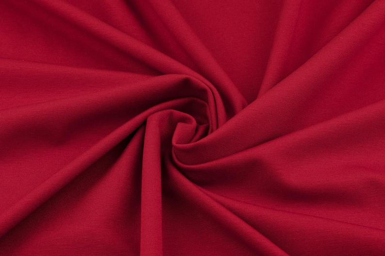 Kirschroter Romanit Jersey, elastischer Viskosejersey aus Italien für Hosen und Blazer