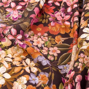 Italian Viscose Fabric with Floral Pattern by 1/2 Yard – Soft, Flowing Fabric for Dresses, Blouses & Skirts