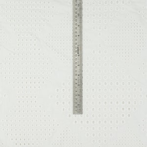 Italian Eyelet Cotton Lace Fabric, White Embroidery Anglaise, Broderie Anglais Cotton Fabric, Scalloped Edges image 4