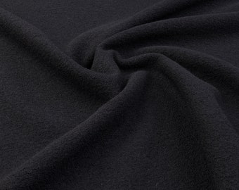Tejido de lana hervida negra elaborado con 100% lana virgen - lana hervida por metros para abrigos, chaquetas y accesorios