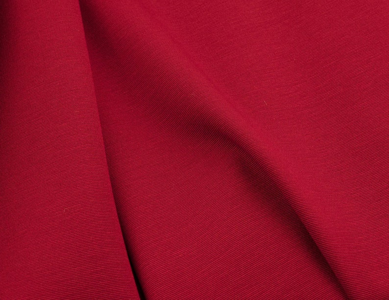 Cherry red ponte knit fabric in viscose and elastane, soft stable double knit for dresses, skirts and blazers