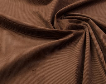 Cotton corduroy fabric by the meter in dark brown for sewing, corduroy for furniture and upholstery, fine corduroy for trousers and bags