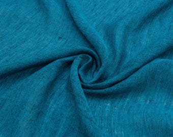 Line Gauze Fabric Teal Blue for Clothing, Accessories and Drapery
