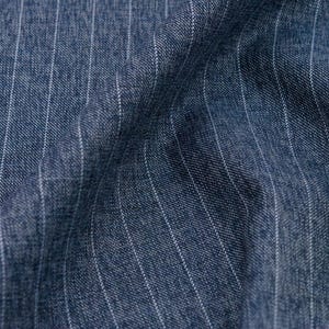 Pinstripe Suiting Fabric Blue - Wool, Cotton, Silk Blend