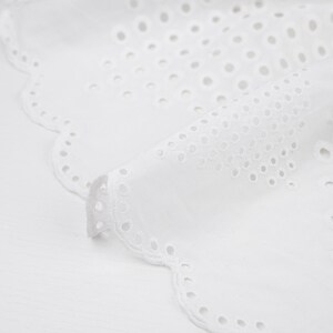 Italian Eyelet Cotton Lace Fabric, White Embroidery Anglaise, Broderie Anglais Cotton Fabric, Scalloped Edges image 7