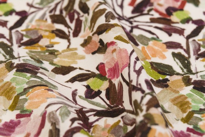 Floral viscose fabric from Italy botanical print fabric for dresses and blouses image 3