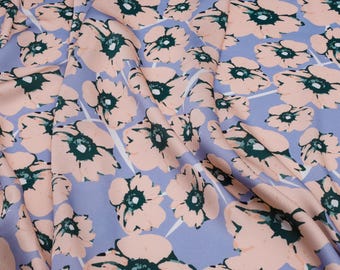 Viscose javanaise à motif floral graphique pour blouses et robes fluides et souples