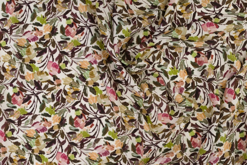 Floral viscose fabric from Italy botanical print fabric for dresses and blouses image 1