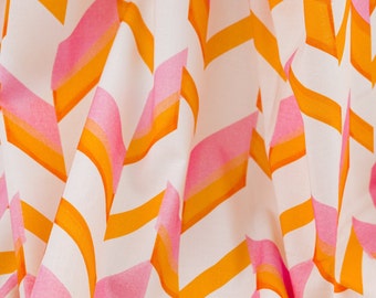 Italian Cotton Fabric with Bold Geometric Print in Orange & Pink – Lightweight Dress Fabric Sold by Half Yard