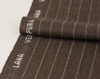 Italian 100 virgin wool suiting fabric remnant; pinstripe wool material; flannel cloth made of pure wool