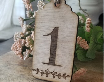 Rustic Wooden Table Number Tag // Farmhouse Style // Wedding Table Number Tags