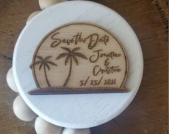 Beach Scene Save the Date Magnet // Sunset // Wooden Save the Date Magnet