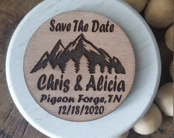 Wedding Save The Date Magnet // Mountain Scene Save the Date // Mountain Wedding // Rustic Wedding