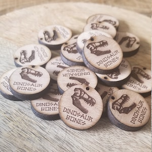 Dinosaur Bones Favor Tags: Engraved Wood Birthday Party Favors