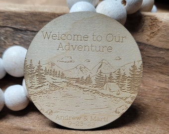 Wedding Favor Magnet // Mountain Scene Favor // Mountain Wedding // Rustic Wedding // Destination Wedding