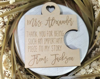 Teacher Gift // Teacher Appreciation // Puzzle Piece Magnet for Teacher // For Teacher From Student // End of School Year Gift