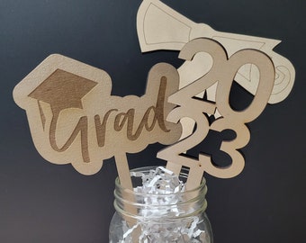 7 Custom Graduation Centerpiece Decor Set // Graduation Cap Diploma // Class of 2023 // Graduation Party // Variety Pack