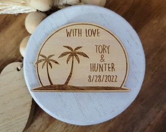 Beach Scene Wedding Favor // Sunset // Wooden Wedding Favor Magnet